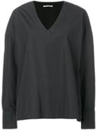 Barena Oversized V-neck Top - Black