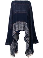 Erika Cavallini Striped Poncho, Women's, Size: 38, Blue, Cotton/acrylic/polyamide/virgin Wool