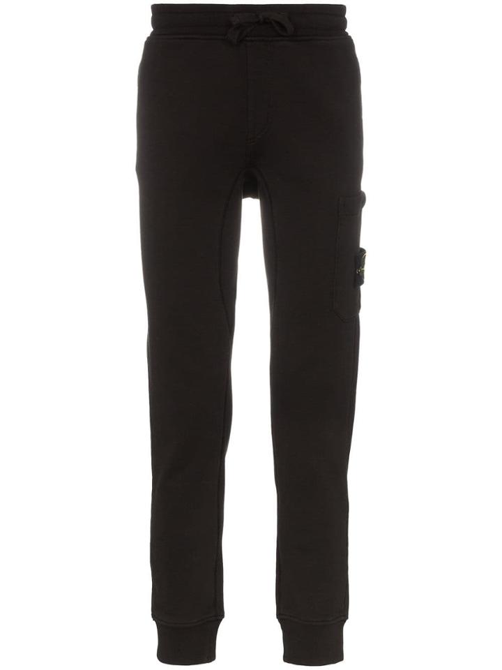 Stone Island Tapered Cotton Sweatpants - Black