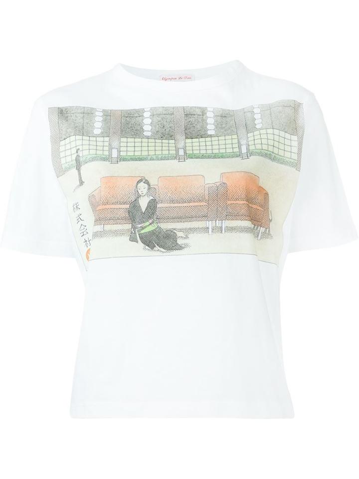 Olympia Le-tan Illustration Print T-shirt, Women's, Size: 40, White, Cotton