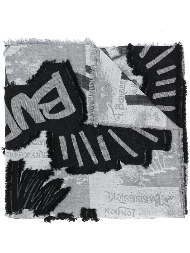 Burberry Graffiti Print Scarf - Black