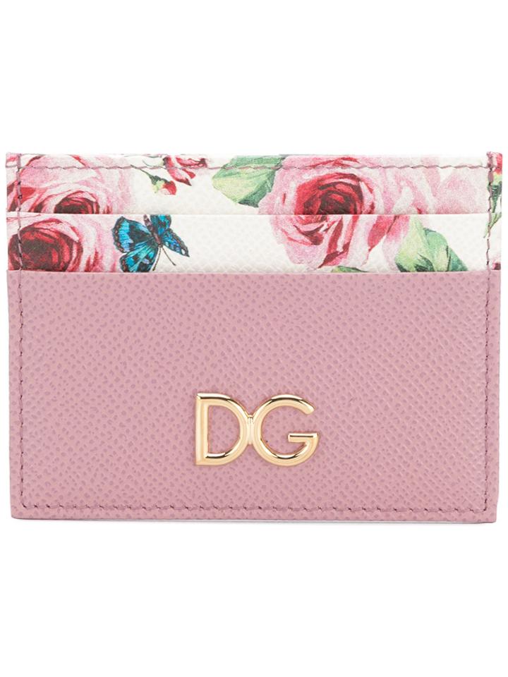 Dolce & Gabbana Rose Printed Card Holder - Pink & Purple
