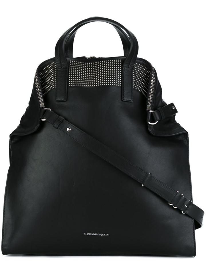 Alexander Mcqueen 'de Manta' Tote, Men's, Black, Calf Leather