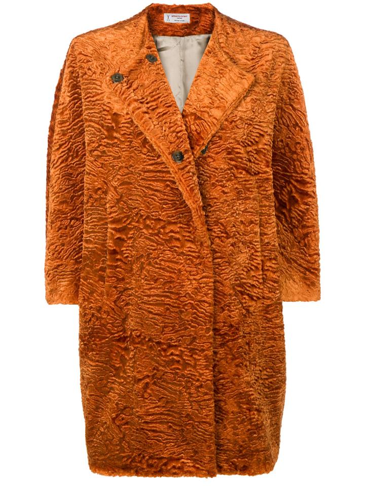 Alberto Biani Faux Fur Cocoon Coat - Yellow & Orange