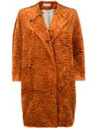 Alberto Biani Faux Fur Cocoon Coat - Yellow & Orange