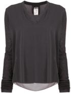 Kristensen Du Nord V-neck Knitted Sleeve Top - Grey