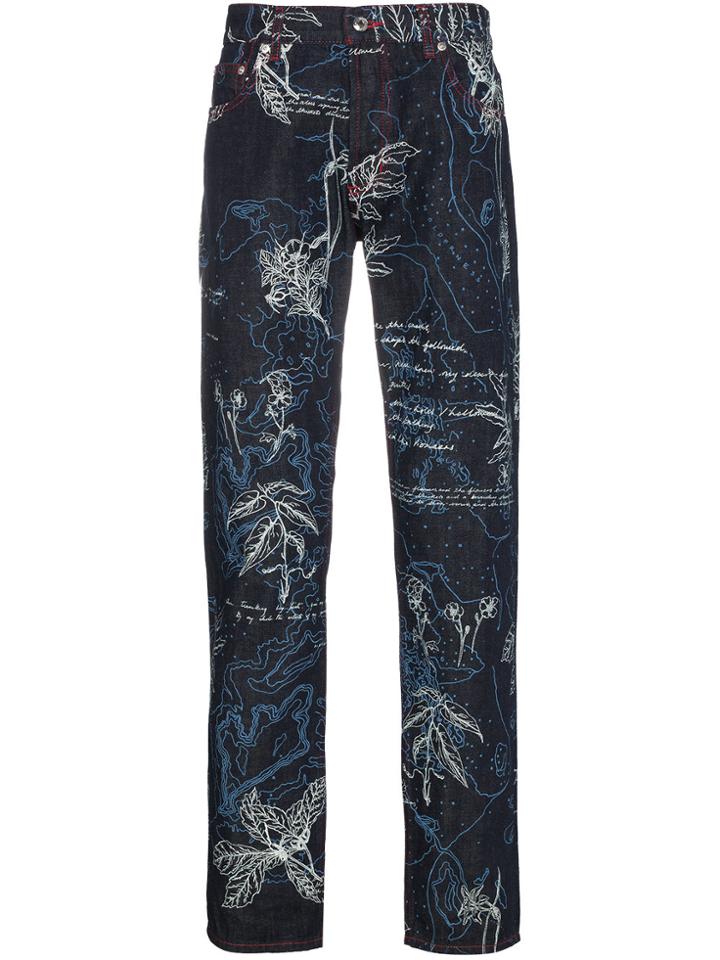 Alexander Mcqueen Floral Printed Slim Jeans - Blue