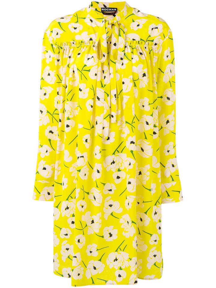 Rochas Neck Tie Dress, Women's, Size: 42, Yellow/orange, Silk