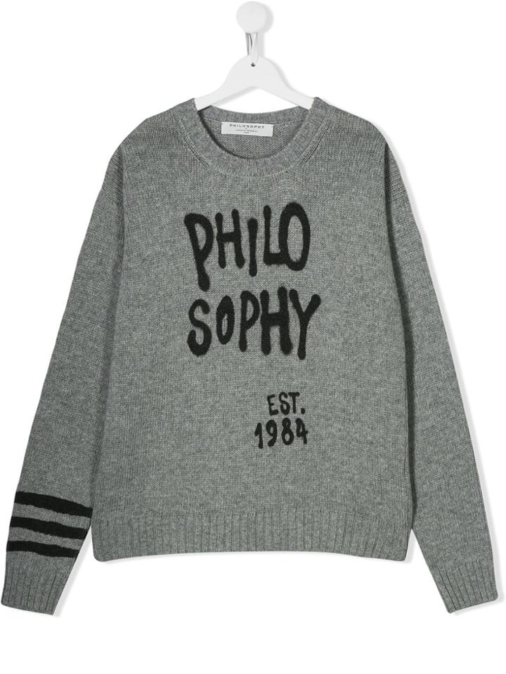 Philosophy Di Lorenzo Serafini Kids Teen Logo Jumper - Grey