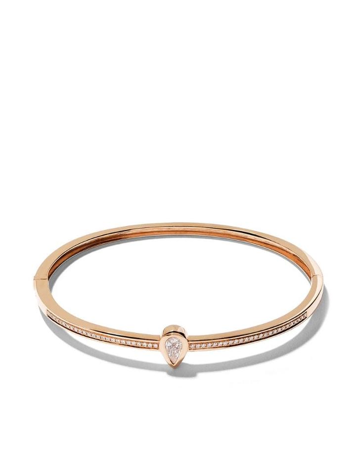 As29 18kt Rose Gold Calvet Pear Illusion Pave Diamond Bangle