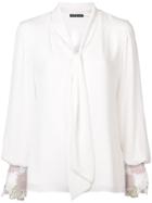 Josie Natori Tie Front Blouse - White