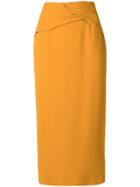 Rochas Twist Front Pencil Skirt - Yellow & Orange