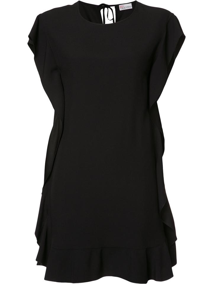 Red Valentino Ruffled Shift Dress, Size: 40, Black, Acetate/viscose