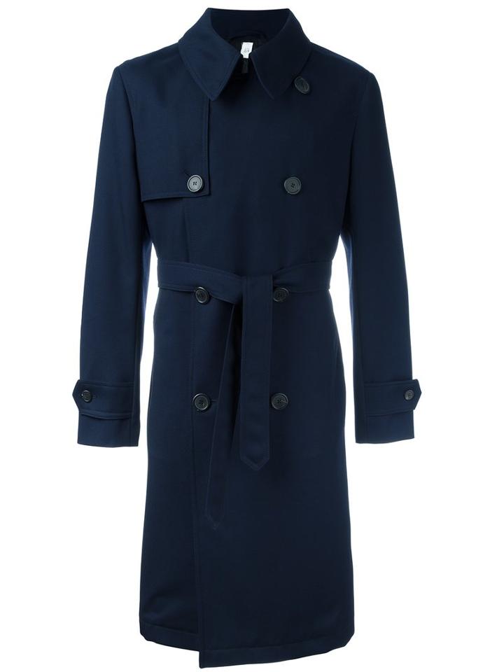 Ami Alexandre Mattiussi Trench Coat, Men's, Size: Large, Blue, Virgin Wool/viscose