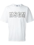 Msgm Logo Print T-shirt, Men's, Size: S, White, Cotton