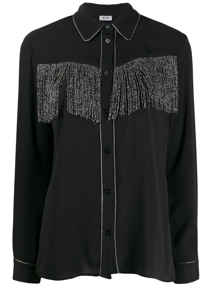 Liu Jo Fringed Trimmed Shirt - Black