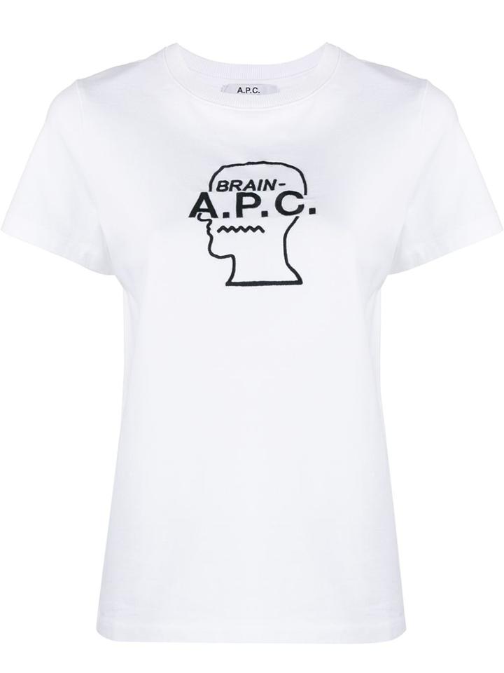 A.p.c. X Brain Dead Logo Embroidered T-shirt - White