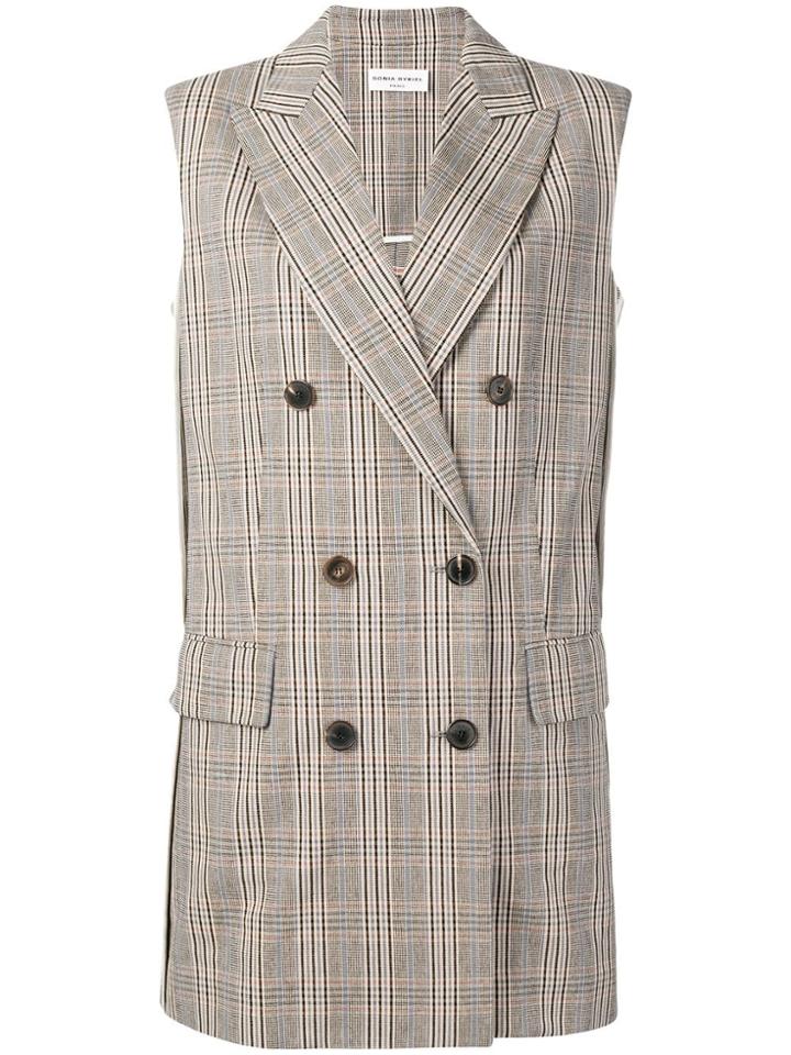 Sonia Rykiel Checked Double-breasted Vest - Neutrals