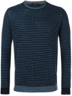 Roberto Collina Patterned Crew Neck Sweater, Men's, Size: 52, Blue, Cashmere