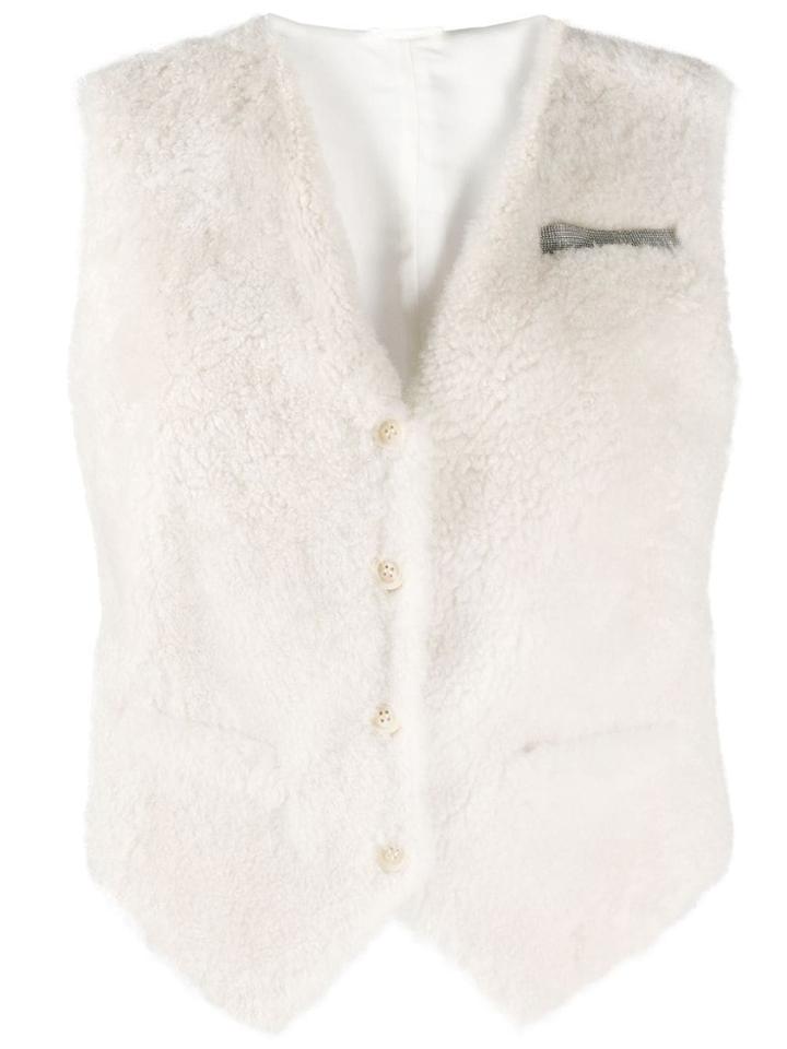 Brunello Cucinelli Textured Tailored Waistcoat - White