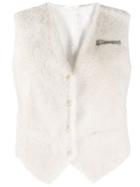 Brunello Cucinelli Textured Tailored Waistcoat - White