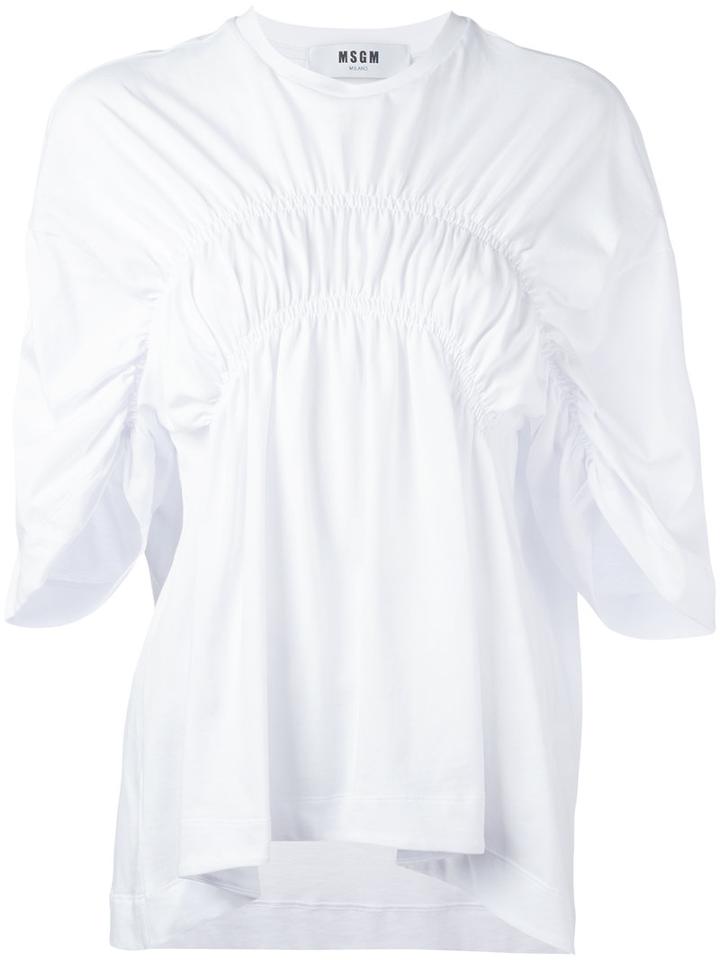 Msgm Pleated Blouse, Women's, Size: Medium, White, Cotton