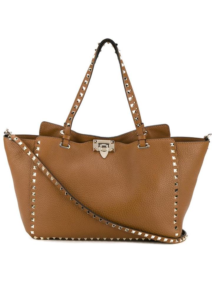 Valentino Valentino Garavani Rockstud Trapeze Tote, Women's, Brown, Leather