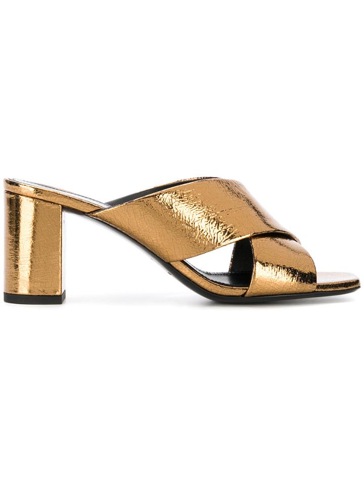 Saint Laurent Lou Lou Mules - Metallic