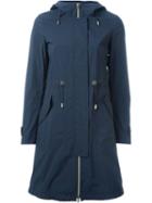Herno Hooded Zip Coat, Women's, Size: 44, Blue, Cotton/polyamide/modal