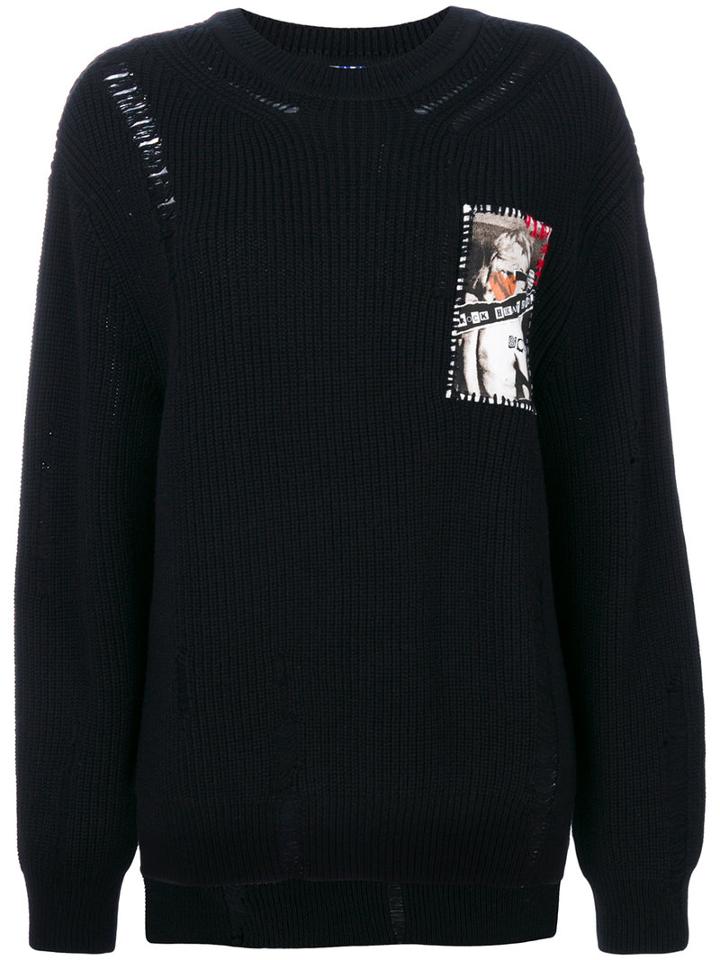 Steve J & Yoni P - Patch Knitted Sweater - Women - Cotton/wool - M, Black, Cotton/wool