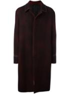 Lanvin Smudged Effect Long Coat, Men's, Size: 46, Red, Viscose/wool