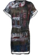 Diesel Printed T-shirt Dress, Women's, Size: Xxs, Black, Polyester/cotton