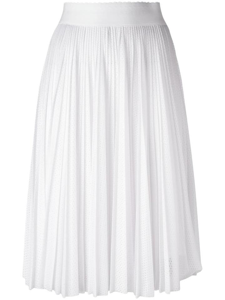 Givenchy Perforated Pleated Skirt, Women's, Size: 40, White, Polyester/acetate/silk