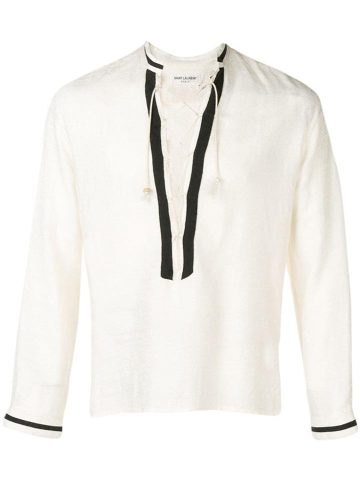 Saint Laurent Lace-up Tunic - White