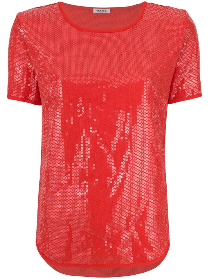 P.a.r.o.s.h. Short-sleeve Sequin Top - Red