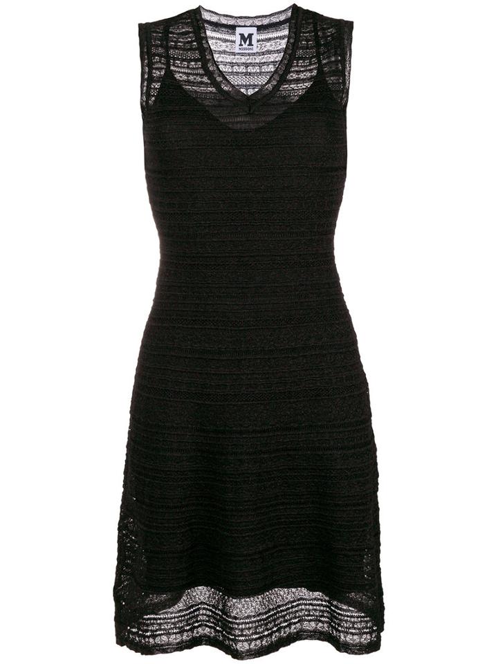 M Missoni - Layered V-neck Dress - Women - Polyamide/polyester - 42, Black, Polyamide/polyester