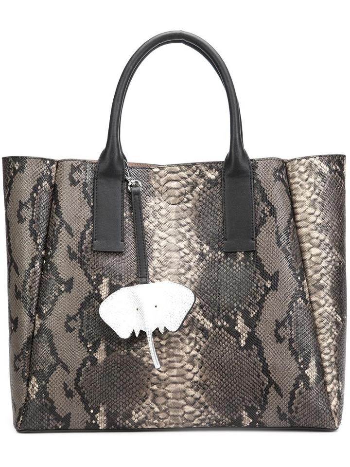 Christian Siriano Snakeskin Effect Tote, Women's, Black, Pvc