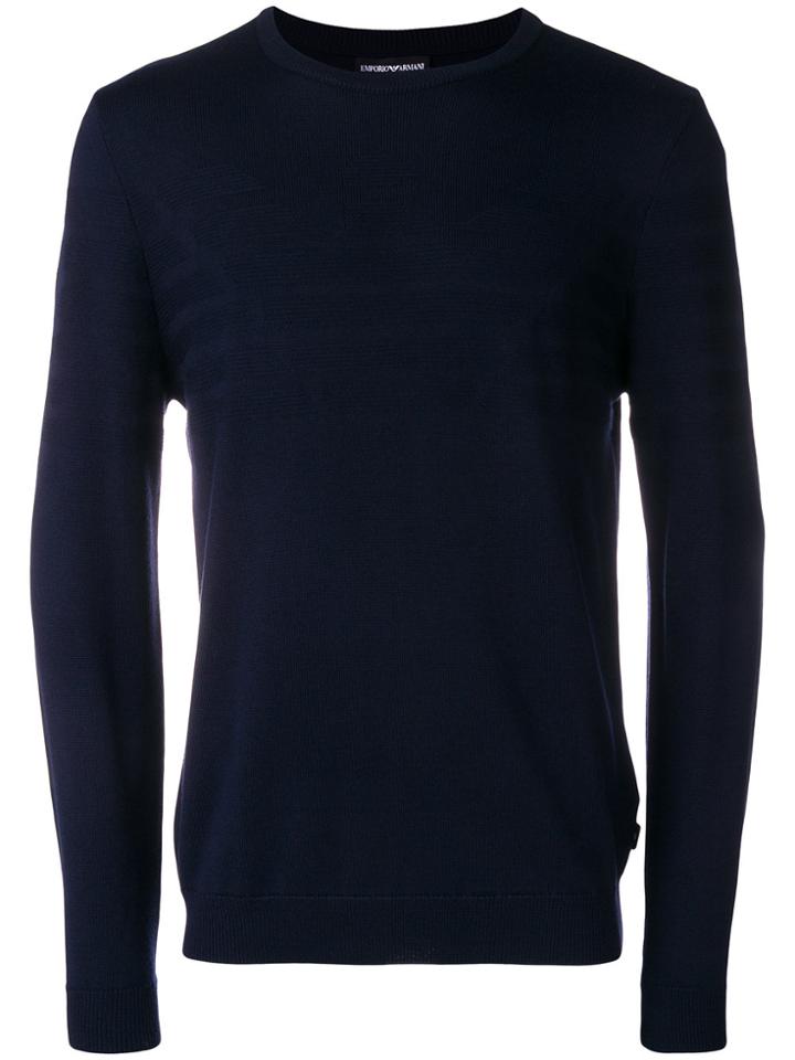 Emporio Armani Jacquard Logo Jumper - Blue