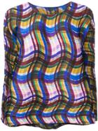 Pleats Please By Issey Miyake Wavy Check Pleated Top - Pink & Purple
