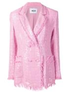 Msgm Sequin Tweed Jacket - Pink