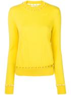 Givenchy - Faux Pearl Trim Jumper - Women - Silk/pearls/cashmere/wool - M, Yellow/orange, Silk/pearls/cashmere/wool