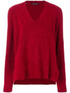 Luisa Cerano Deep V-neck Sweater - Red