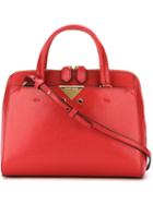 Emporio Armani Top Handle Bag, Women's, Red, Calf Leather/cotton