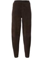 Steffen Schraut Tapered Cropped Trousers, Women's, Size: 34, Brown, Goat Skin/polyester/spandex/elastane