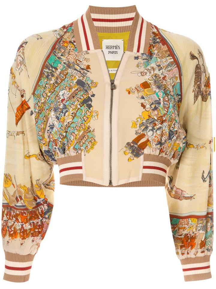 Hermès Pre-owned Cropped Bomber Jacket - White