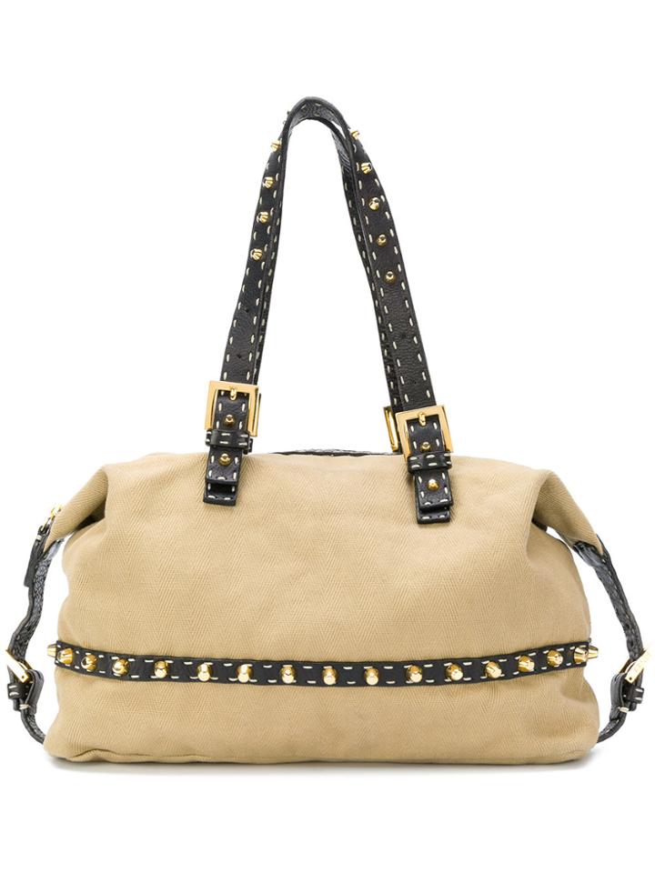 Fendi Vintage Studded Shoulder Bag - Nude & Neutrals
