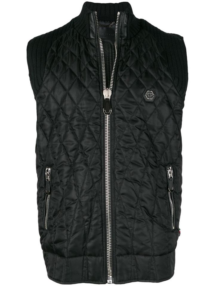 Philipp Plein Knit Quilted Vest - Black