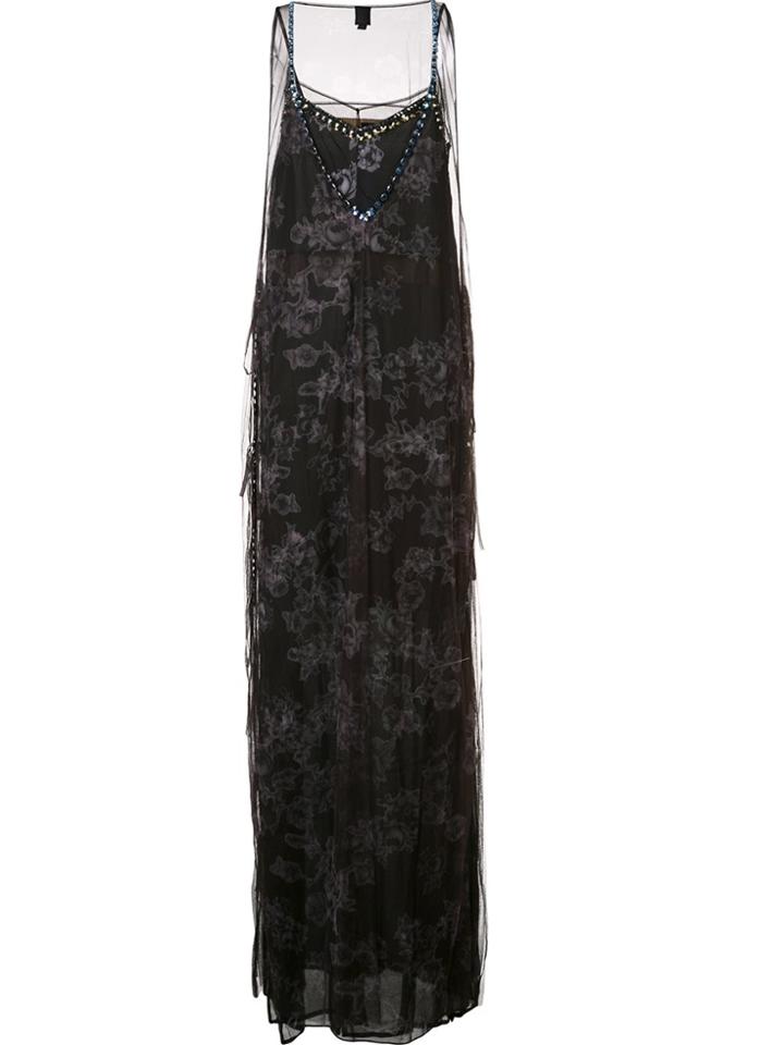 Vera Wang Crystal Embellished Tulle Gown - Black