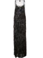 Vera Wang Crystal Embellished Tulle Gown - Black