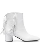 Prada 55 Fringed Leather Boots - White